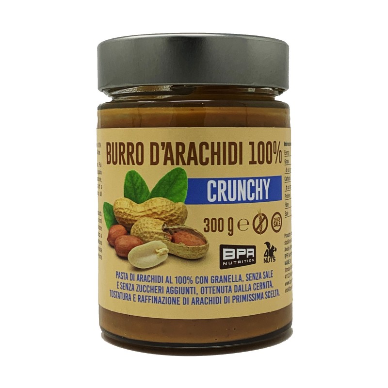 Burro D'Arachidi 100% Crunchy | Bpr | Ricco Di Granella Fibre E Proteine